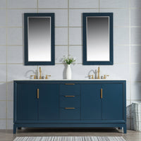 Water Creation Elizabeth 72" Double Sink Carrara White Marble Vanity in Monarch Blue VEL072CWMB00 - Model Bath