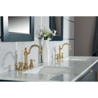 Water Creation Elizabeth 72" Double Sink Carrara White Marble Vanity in Monarch Blue with F2-0012-06-TL Lavatory Faucet(s) VEL072CWMB37 - Model Bath