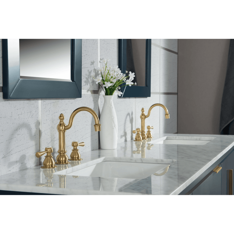Water Creation Elizabeth 72" Double Sink Carrara White Marble Vanity in Monarch Blue with F2-0012-06-TL Lavatory Faucet(s) VEL072CWMB37 - Model Bath