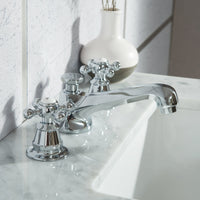 Water Creation Elizabeth 72" Double Sink Carrara White Marble Vanity in Pure White with F2-0009-01-BX Lavatory Faucet(s) VEL072CWPW07 - Model Bath