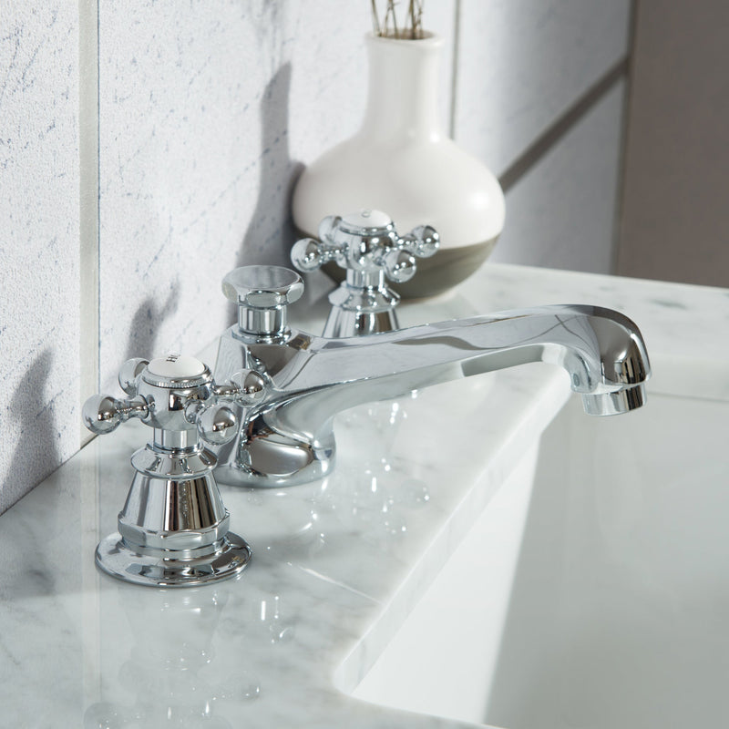 Water Creation Elizabeth 72" Double Sink Carrara White Marble Vanity in Pure White with F2-0009-01-BX Lavatory Faucet(s) VEL072CWPW07 - Model Bath