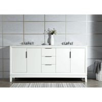Water Creation Elizabeth 72" Double Sink Carrara White Marble Vanity in Pure White with F2-0009-01-BX Lavatory Faucet(s) VEL072CWPW07 - Model Bath