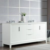 Water Creation Elizabeth 72" Double Sink Carrara White Marble Vanity in Pure White with F2-0009-01-BX Lavatory Faucet(s) VEL072CWPW07 - Model Bath