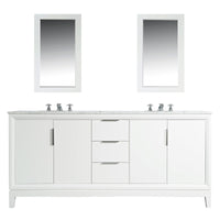 Water Creation Elizabeth 72" Double Sink Carrara White Marble Vanity in Pure White with F2-0009-01-BX Lavatory Faucet(s) VEL072CWPW07 - Model Bath