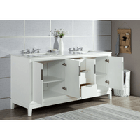 Water Creation Elizabeth 72" Double Sink Carrara White Marble Vanity in Pure White with F2-0009-01-BX Lavatory Faucet(s) VEL072CWPW07 - Model Bath