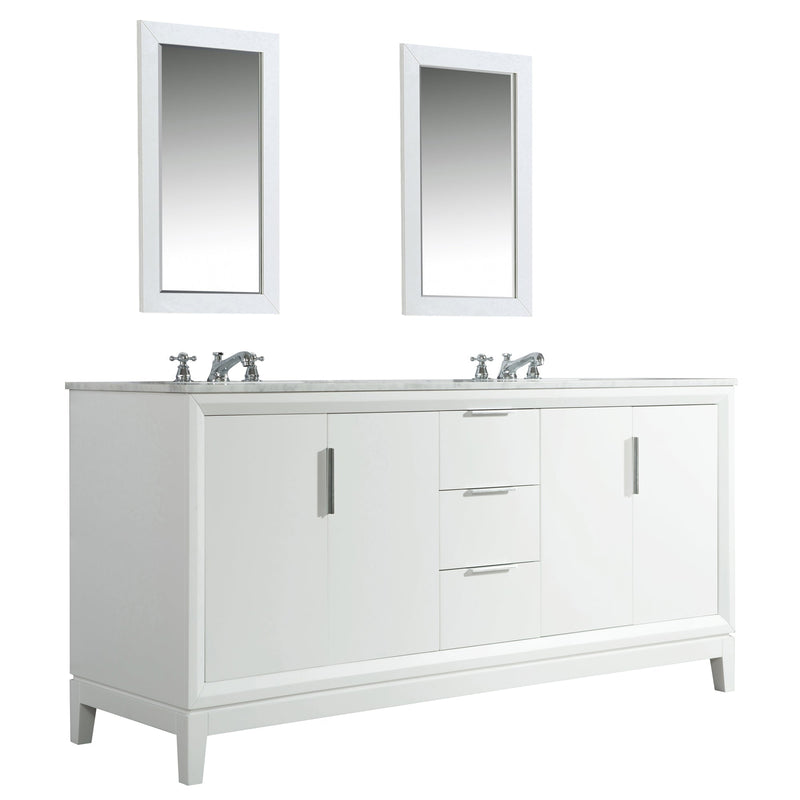 Water Creation Elizabeth 72" Double Sink Carrara White Marble Vanity in Pure White with F2-0009-01-BX Lavatory Faucet(s) VEL072CWPW07 - Model Bath