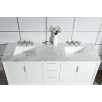 Water Creation Elizabeth 72" Double Sink Carrara White Marble Vanity in Pure White with F2-0009-01-BX Lavatory Faucet(s) VEL072CWPW07 - Model Bath