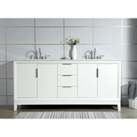 Water Creation Elizabeth 72" Double Sink Carrara White Marble Vanity in Pure White with F2-0012-01-TL Lavatory Faucet(s) VEL072CWPW47 - Model Bath