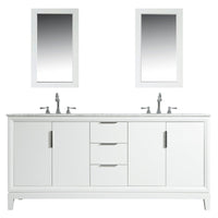 Water Creation Elizabeth 72" Double Sink Carrara White Marble Vanity in Pure White with F2-0012-01-TL Lavatory Faucet(s) VEL072CWPW47 - Model Bath