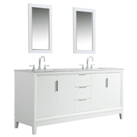 Water Creation Elizabeth 72" Double Sink Carrara White Marble Vanity in Pure White with F2-0012-01-TL Lavatory Faucet(s) VEL072CWPW47 - Model Bath