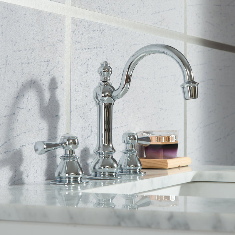 Water Creation Elizabeth 72" Double Sink Carrara White Marble Vanity in Pure White with F2-0012-01-TL Lavatory Faucet(s) VEL072CWPW47 - Model Bath