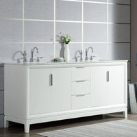 Water Creation Elizabeth 72" Double Sink Carrara White Marble Vanity in Pure White with F2-0012-01-TL Lavatory Faucet(s) VEL072CWPW47 - Model Bath