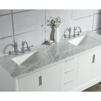 Water Creation Elizabeth 72" Double Sink Carrara White Marble Vanity in Pure White with F2-0012-01-TL Lavatory Faucet(s) VEL072CWPW47 - Model Bath