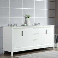 Water Creation Elizabeth 72" Double Sink Carrara White Marble Vanity in Pure White with Matching Mirror(s) and F2-0009-01-BX Lavatory Faucet(s) VEL072CWPW05 - Model Bath