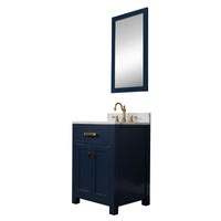 Water Creation Madison 24" Single Sink Carrara White Marble Vanity in Monarch Blue with F2-0012-06-TL Lavatory Faucet VMI024CWMB37 - Model Bath