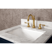 Water Creation Madison 24" Single Sink Carrara White Marble Vanity in Monarch Blue with F2-0012-06-TL Lavatory Faucet VMI024CWMB37 - Model Bath