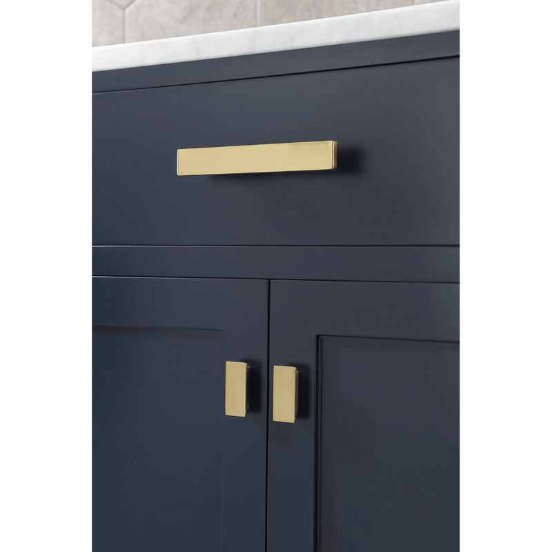 Water Creation Madison 24" Single Sink Carrara White Marble Vanity in Monarch Blue with Matching Mirror VMI024CWMB01 - Model Bath