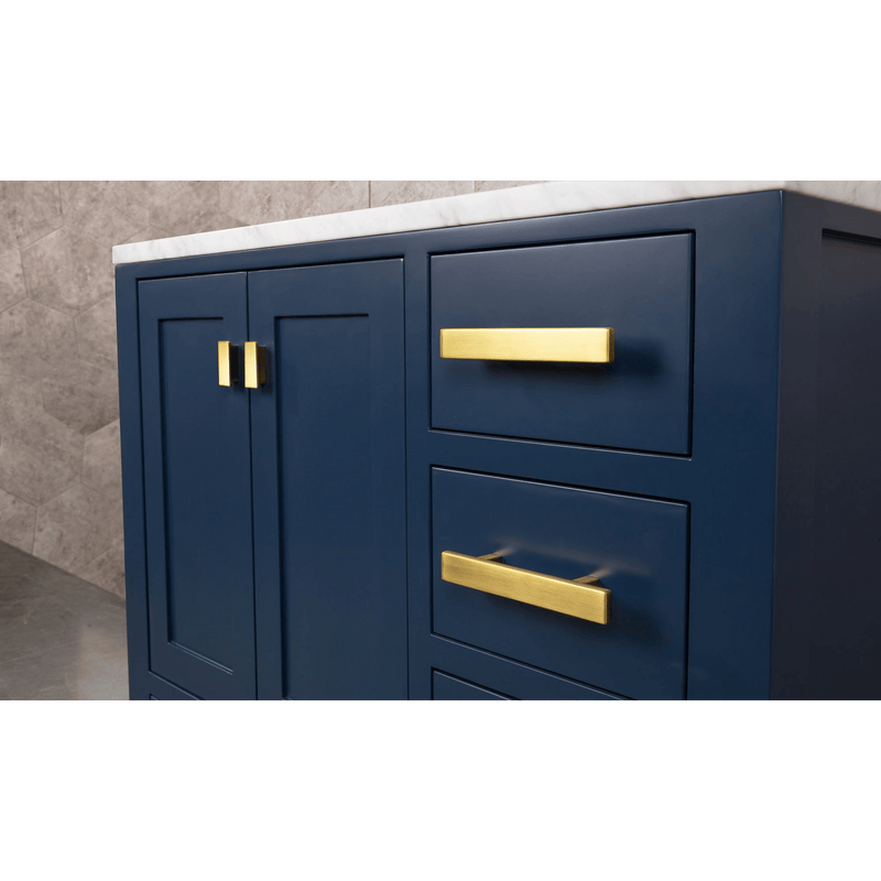 Water Creation Madison 36" Single Sink Carrara White Marble Vanity in Monarch Blue with F2-0012-06-TL Lavatory Faucet VMI036CWMB37 - Model Bath