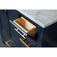 Water Creation Madison 36" Single Sink Carrara White Marble Vanity in Monarch Blue with F2-0012-06-TL Lavatory Faucet VMI036CWMB37 - Model Bath
