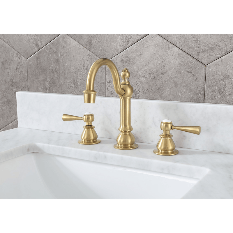 Water Creation Madison 60" Double Sink Carrara White Marble Vanity in Monarch Blue with Matching Mirror(s) and F2-0012-06-TL Lavatory Faucet(s) VMI060CWMB35 - Model Bath