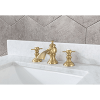 Water Creation Madison 60" Double Sink Carrara White Marble Vanity in Monarch Blue with Matching Mirror(s) and F2-0013-06-FX Lavatory Faucet(s) VMI060CWMB40 - Model Bath