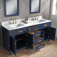 Water Creation Madison 72" Double Sink Carrara White Marble Vanity in Monarch Blue VMI072CWMB00 - Model Bath