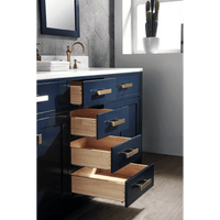 Water Creation Madison 72" Double Sink Carrara White Marble Vanity in Monarch Blue with F2-0012-06-TL Lavatory Faucet(s) VMI072CWMB37 - Model Bath