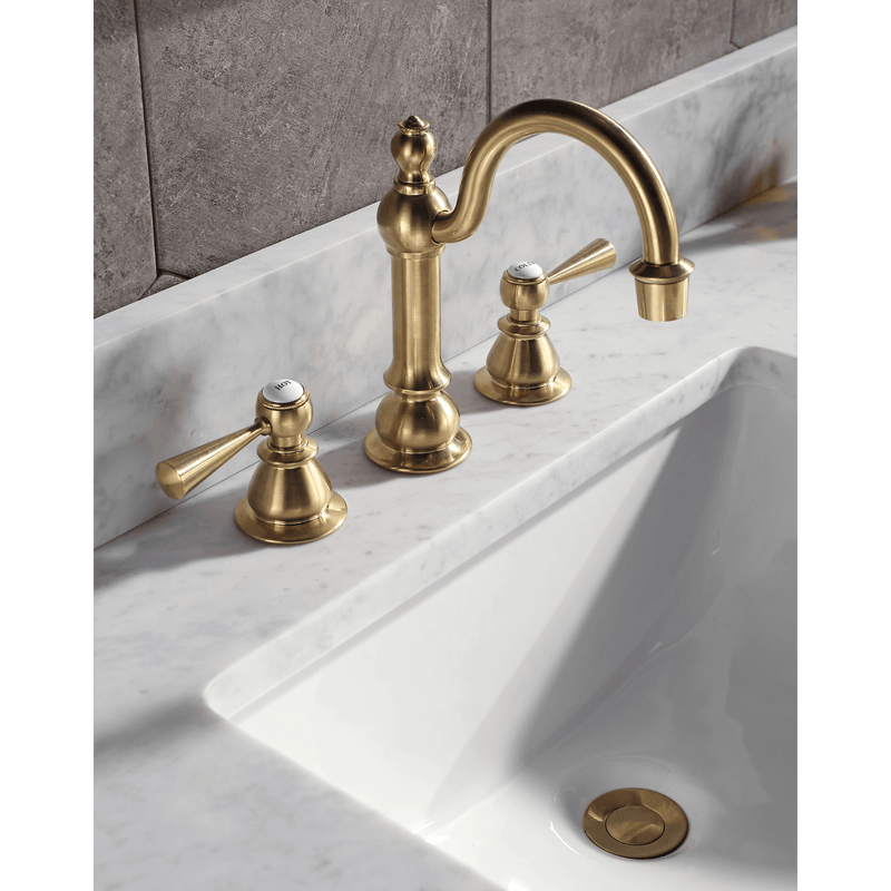 Water Creation Madison 72" Double Sink Carrara White Marble Vanity in Monarch Blue with F2-0012-06-TL Lavatory Faucet(s) VMI072CWMB37 - Model Bath