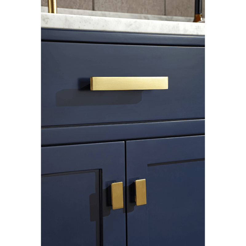 Water Creation Madison 72" Double Sink Carrara White Marble Vanity in Monarch Blue with F2-0012-06-TL Lavatory Faucet(s) VMI072CWMB37 - Model Bath