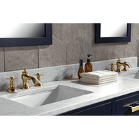 Water Creation Madison 72" Double Sink Carrara White Marble Vanity in Monarch Blue with F2-0013-06-FX Lavatory Faucet(s) VMI072CWMB42 - Model Bath