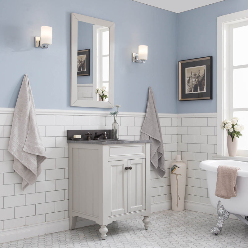 Water Creation Potenza 24" Bathroom Vanity in Earl Grey with Blue Limestone Top with Faucet and Mirror POTENZA24EGBF1 - Model Bath