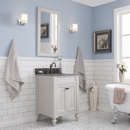 Water Creation Potenza 24" Bathroom Vanity in Earl Grey with Blue Limestone Top with Faucet and Mirror POTENZA24EGBF2 - Model Bath