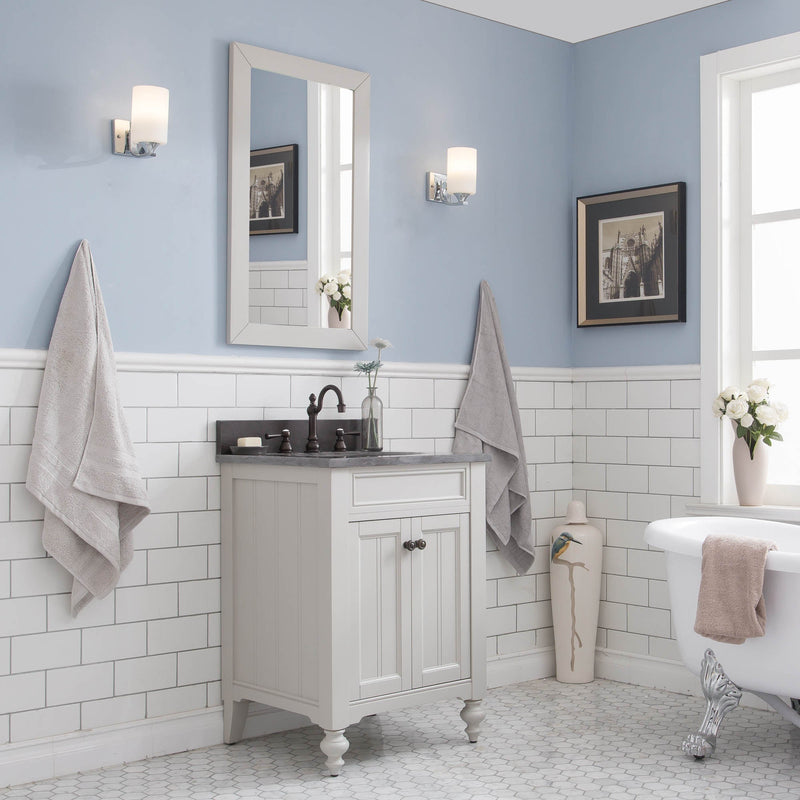 Water Creation Potenza 24" Bathroom Vanity in Earl Grey with Blue Limestone Top with Faucet and Mirror POTENZA24EGBF2 - Model Bath