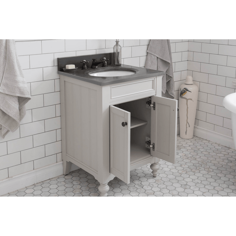Water Creation Potenza 24" Bathroom Vanity in Earl Grey with Blue Limestone Top with Faucet POTENZA24EGF1 - Model Bath