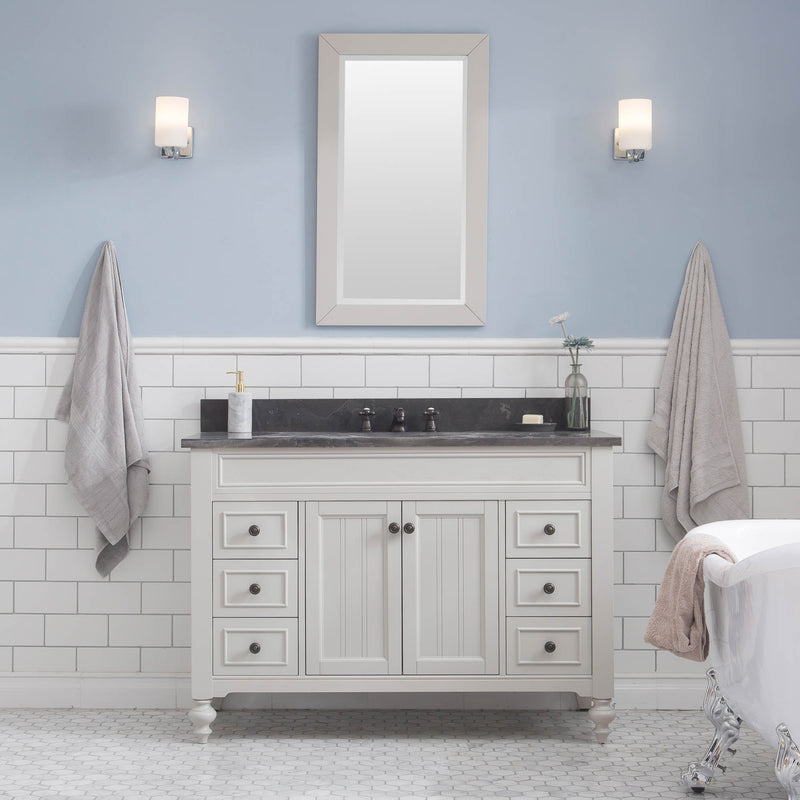 Water Creation Potenza 48" Bathroom Vanity in Earl Grey with Blue Limestone Top with Faucet POTENZA48EGF1 - Model Bath