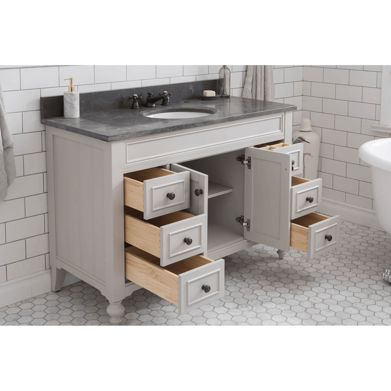 Water Creation Potenza 48" Bathroom Vanity in Earl Grey with Blue Limestone Top with Faucet POTENZA48EGF1 - Model Bath