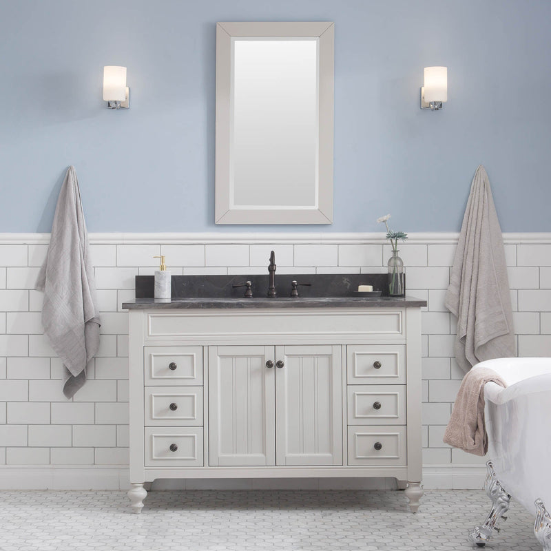 Water Creation Potenza 48" Bathroom Vanity in Earl Grey with Blue Limestone Top with Faucet POTENZA48EGF2 - Model Bath
