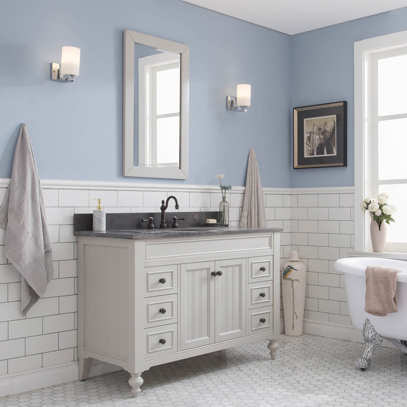 Water Creation Potenza 48" Bathroom Vanity in Earl Grey with Blue Limestone Top with Faucet POTENZA48EGF2 - Model Bath