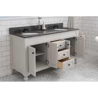 Water Creation Potenza 60" Bathroom Vanity in Earl Grey with Blue Limestone Top with Faucet and Small Mirror POTENZA60EGCF1 - Model Bath