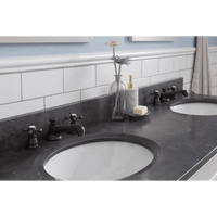 Water Creation Potenza 60" Bathroom Vanity in Earl Grey with Blue Limestone Top with Faucet and Small Mirror POTENZA60EGCF1 - Model Bath