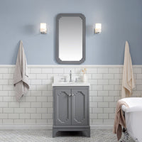 Water Creation Queen 24" Single Sink Quartz Carrara Vanity in Cashmere Grey VQU024QCCG00 - Model Bath