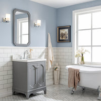 Water Creation Queen 24" Single Sink Quartz Carrara Vanity in Cashmere Grey with F2-0012-01-TL Lavatory Faucet(s) VQU024QCCG47 - Model Bath
