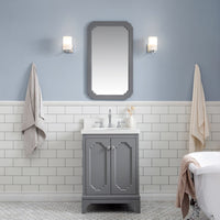 Water Creation Queen 24" Single Sink Quartz Carrara Vanity in Cashmere Grey with F2-0012-01-TL Lavatory Faucet(s) VQU024QCCG47 - Model Bath