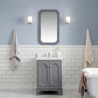 Water Creation Queen 24" Single Sink Quartz Carrara Vanity in Cashmere Grey with F2-0013-01-FX Lavatory Faucet(s) VQU024QCCG72 - Model Bath