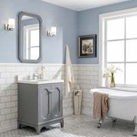 Water Creation Queen 24" Single Sink Quartz Carrara Vanity in Cashmere Grey with F2-0013-01-FX Lavatory Faucet(s) VQU024QCCG72 - Model Bath