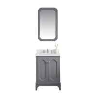 Water Creation Queen 24" Single Sink Quartz Carrara Vanity in Cashmere Grey with Matching Mirror(s) and F2-0013-01-FX Lavatory Faucet(s) VQU024QCCG68 - Model Bath