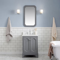 Water Creation Queen 24" Single Sink Quartz Carrara Vanity in Cashmere Grey with Matching Mirror(s) VQU024QCCG01 - Model Bath