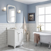 Water Creation Queen 24" Single Sink Quartz Carrara Vanity in Pure White with F2-0009-05-BX Lavatory Faucet(s) VQU024QCPW52 - Model Bath