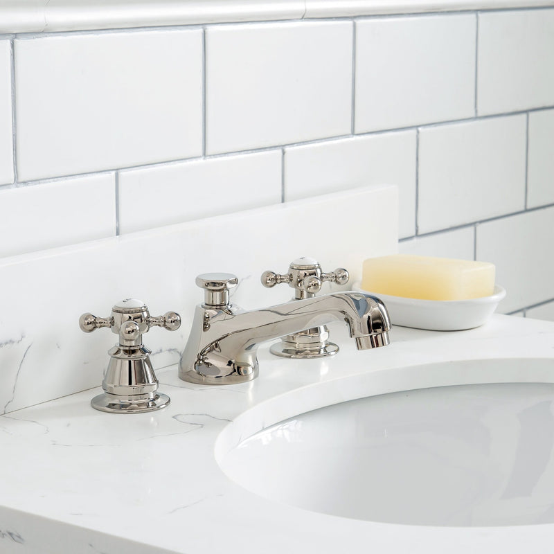 Water Creation Queen 24" Single Sink Quartz Carrara Vanity in Pure White with F2-0009-05-BX Lavatory Faucet(s) VQU024QCPW52 - Model Bath