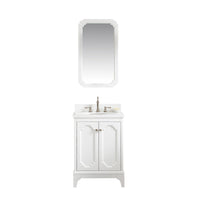 Water Creation Queen 24" Single Sink Quartz Carrara Vanity in Pure White with F2-0012-05-TL Lavatory Faucet(s) VQU024QCPW57 - Model Bath